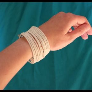 White seed bead cuff bracelet